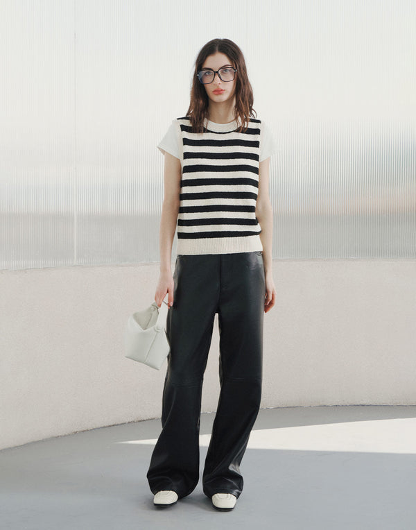 Retro Striped Knit Vest