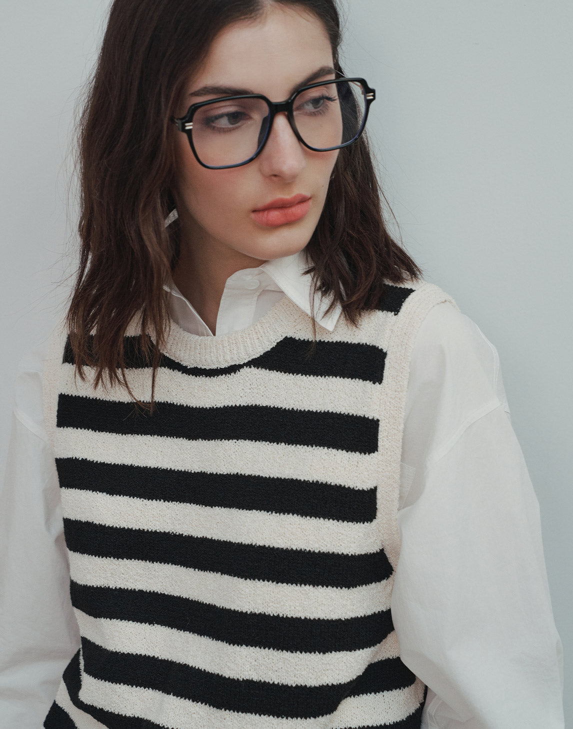 Striped Crew Neck Sleeveless Knit