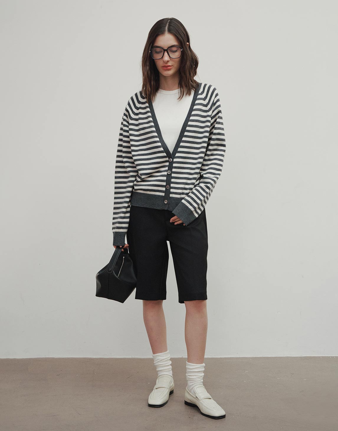 Cardigan de punto a rayas