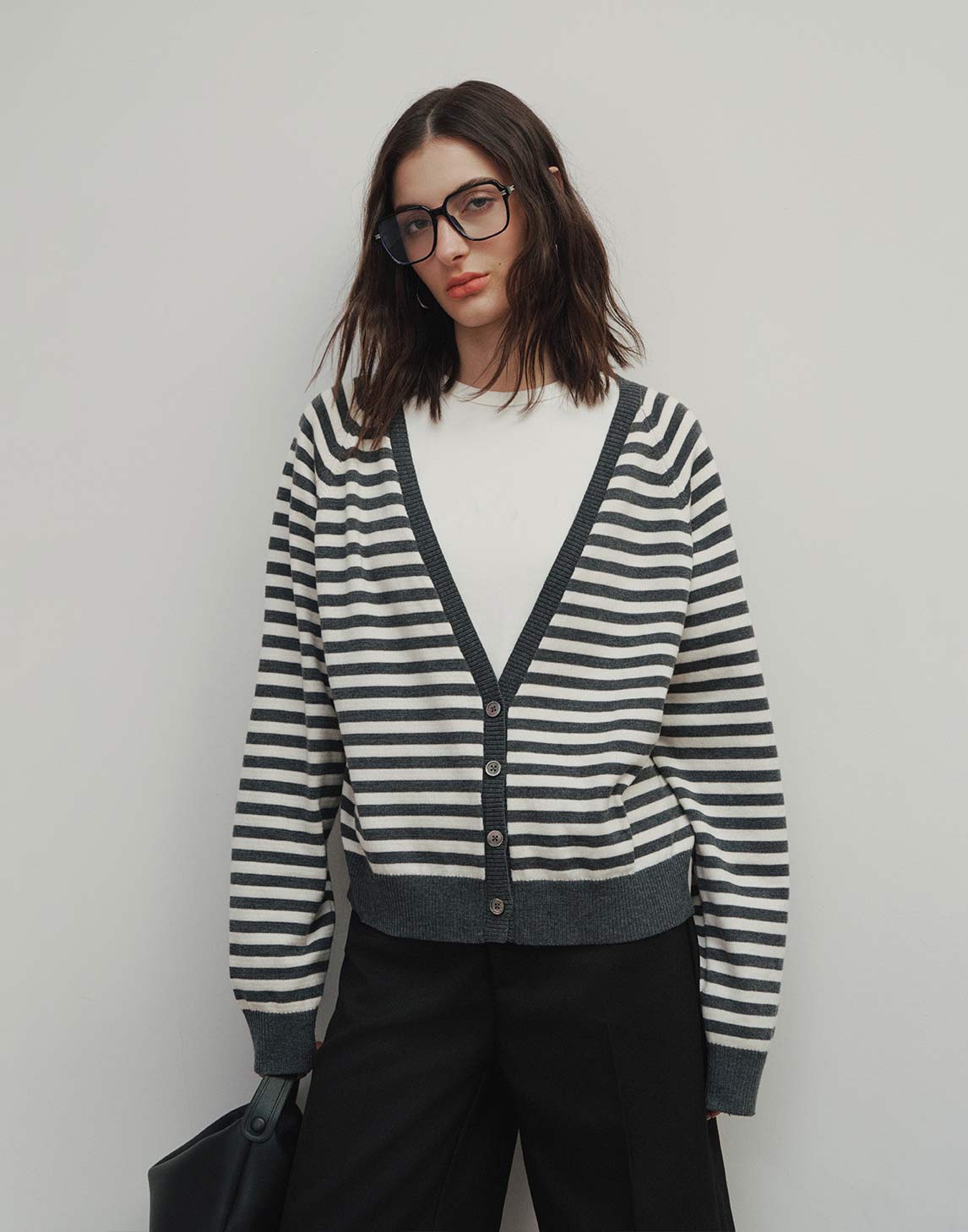 Cardigan de punto a rayas