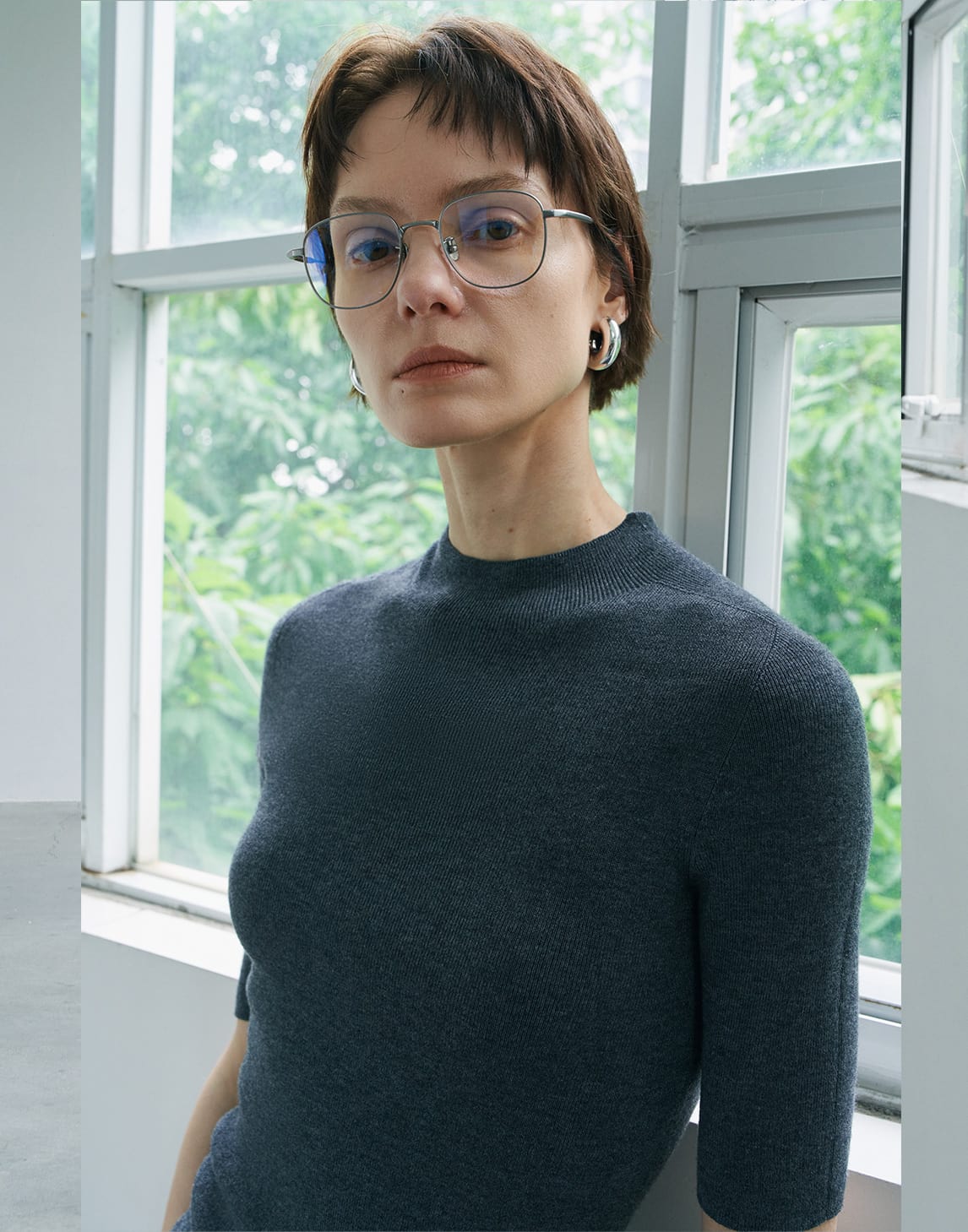 ウール五分袖Tシャツ