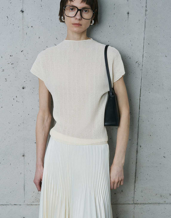 シックなシワ加工メッシュトップ