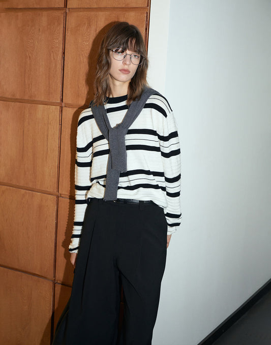 Modern Striped Crochet Sweater