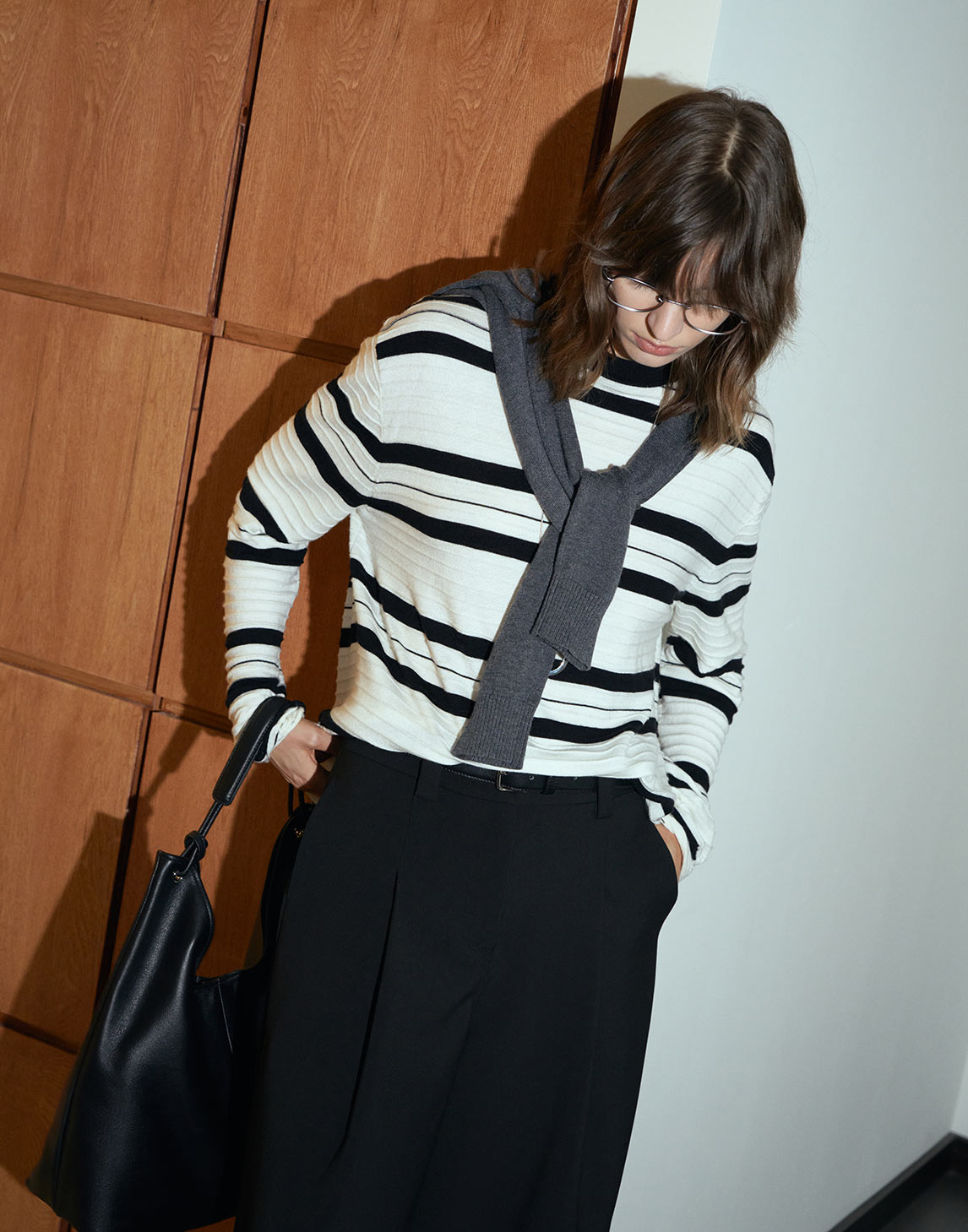 Textured Striped Wool Sweater