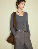 Wool Thin U Neck Bottom Shirt