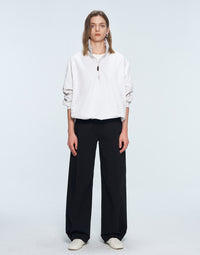 Cotton Straight - leg Wide - leg Trousers