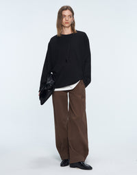 Cotton Straight - leg Wide - leg Trousers