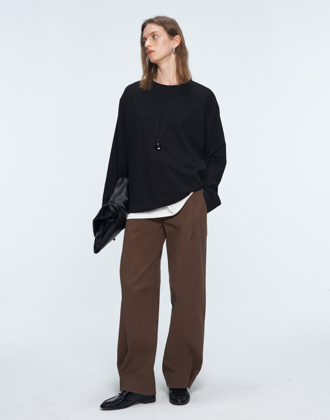 Cotton Straight - leg Wide - leg Trousers