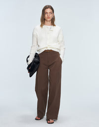 Cotton Straight - leg Wide - leg Trousers