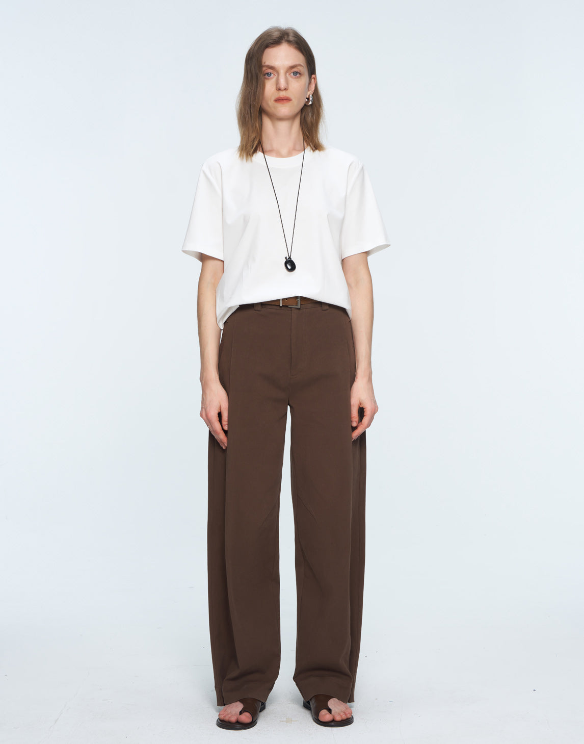 Cotton Straight - leg Wide - leg Trousers