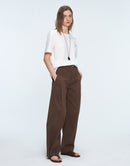 Cotton Straight - leg Wide - leg Trousers