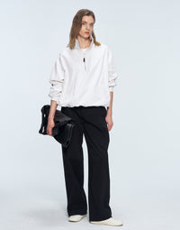 Cotton Straight - leg Wide - leg Trousers