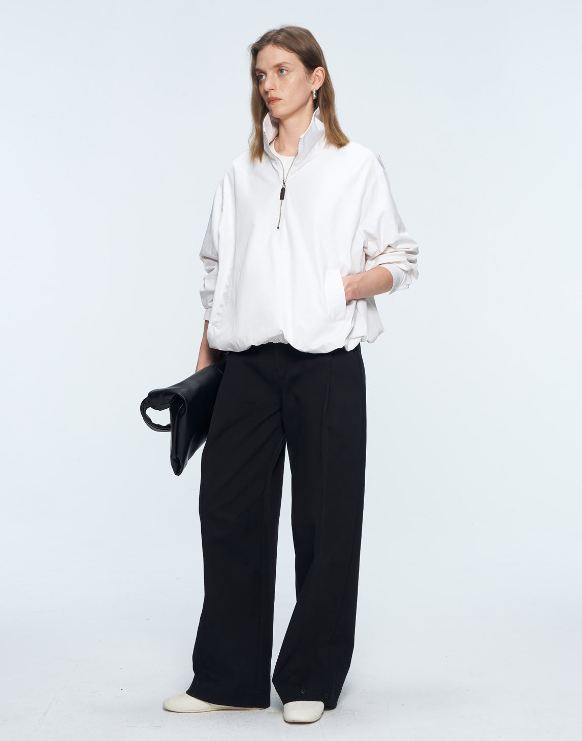 Cotton Straight - leg Wide - leg Trousers