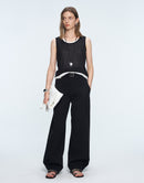 Cotton Straight - leg Wide - leg Trousers