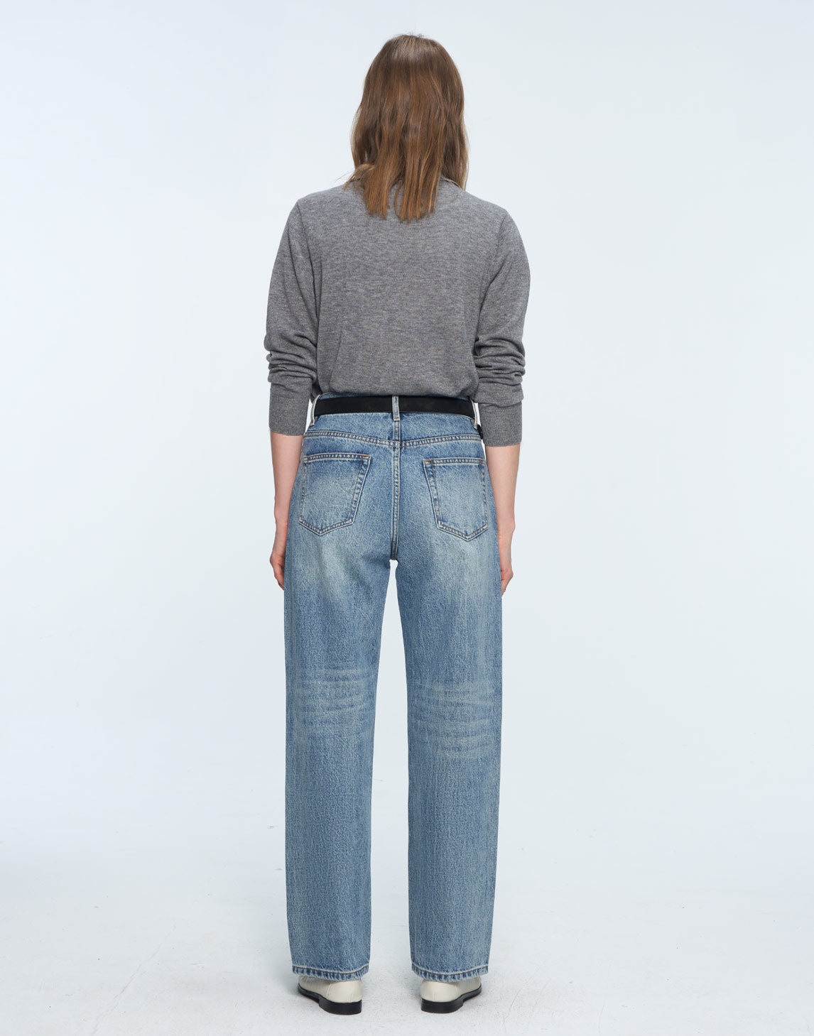 Pure Cotton High - waisted Straight Jeans