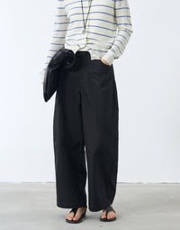 Curved Wide-Leg Trousers