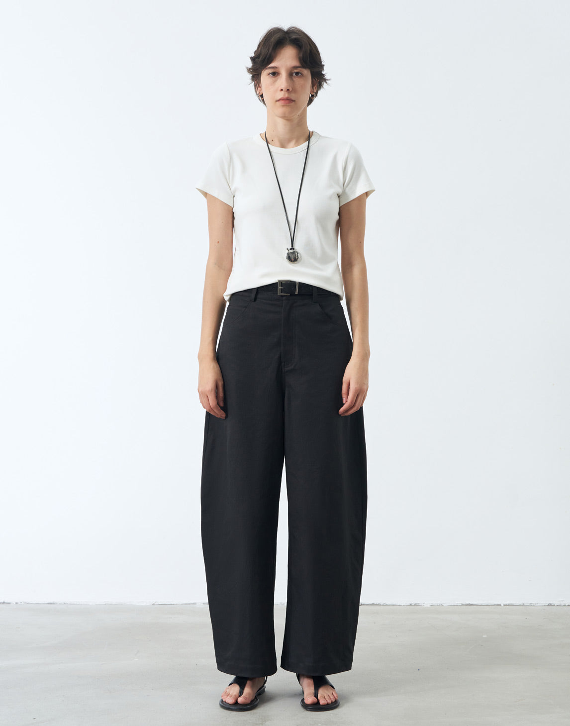 Curved Wide-Leg Trousers