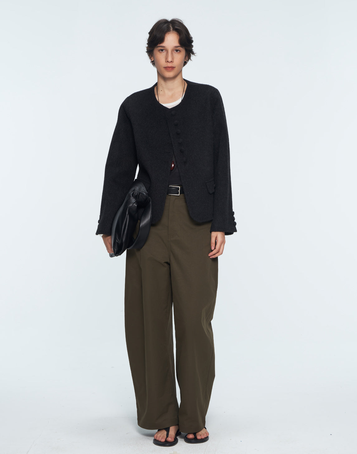 Curved Wide-Leg Trousers