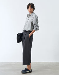 Oversized Washed Cotton Ankle-Length Trousers