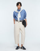 Oversized Washed Cotton Ankle-Length Trousers