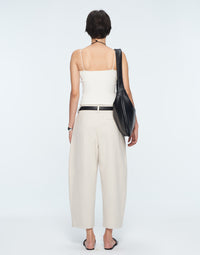 Oversized Washed Cotton Ankle-Length Trousers