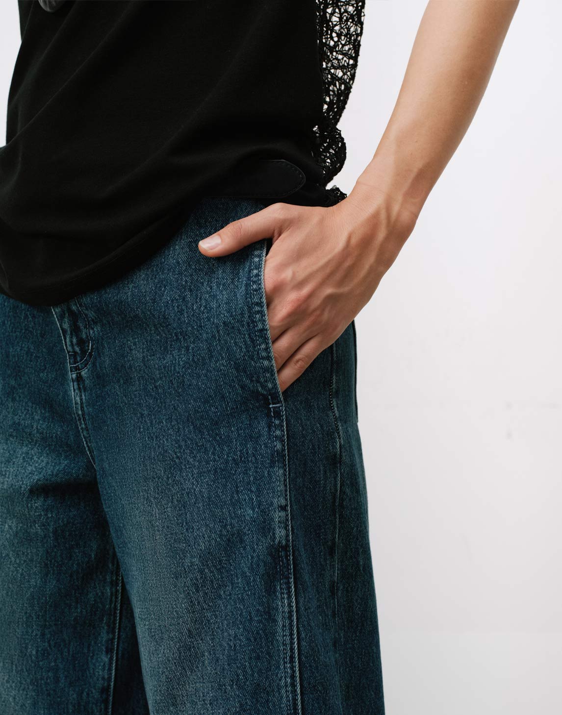 Retro Jeans mit weitem Bein