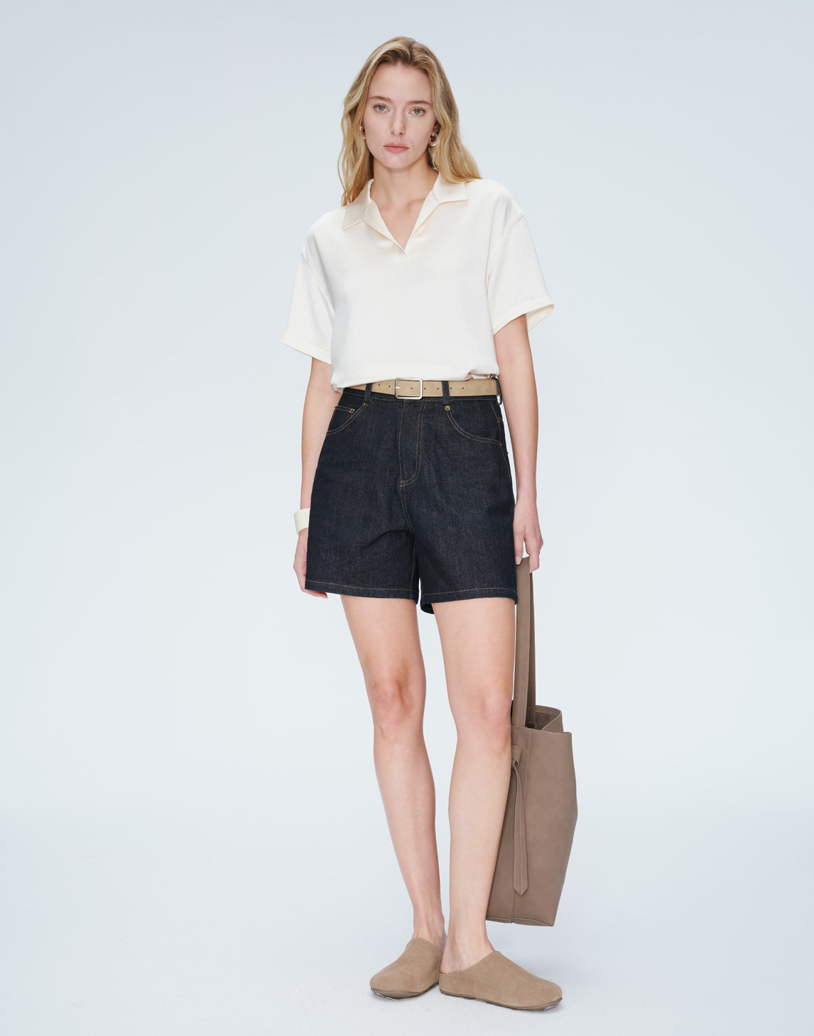 Shorts de mezclilla de cintura alta