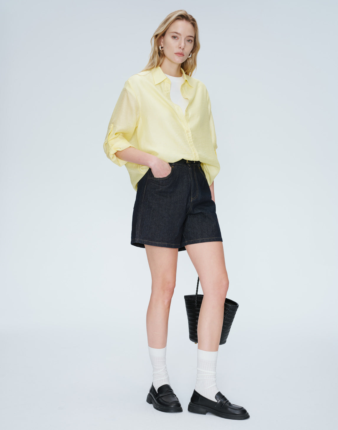 Shorts de mezclilla de cintura alta