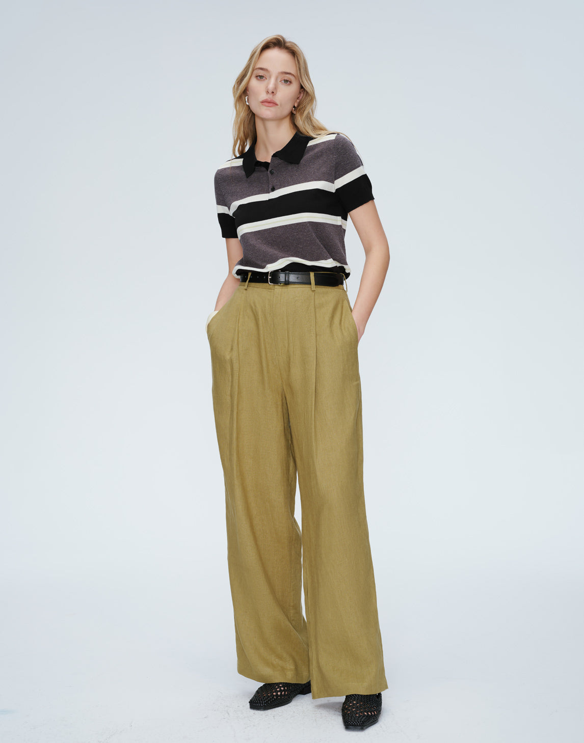 Harbor Plissierte Leinenhose