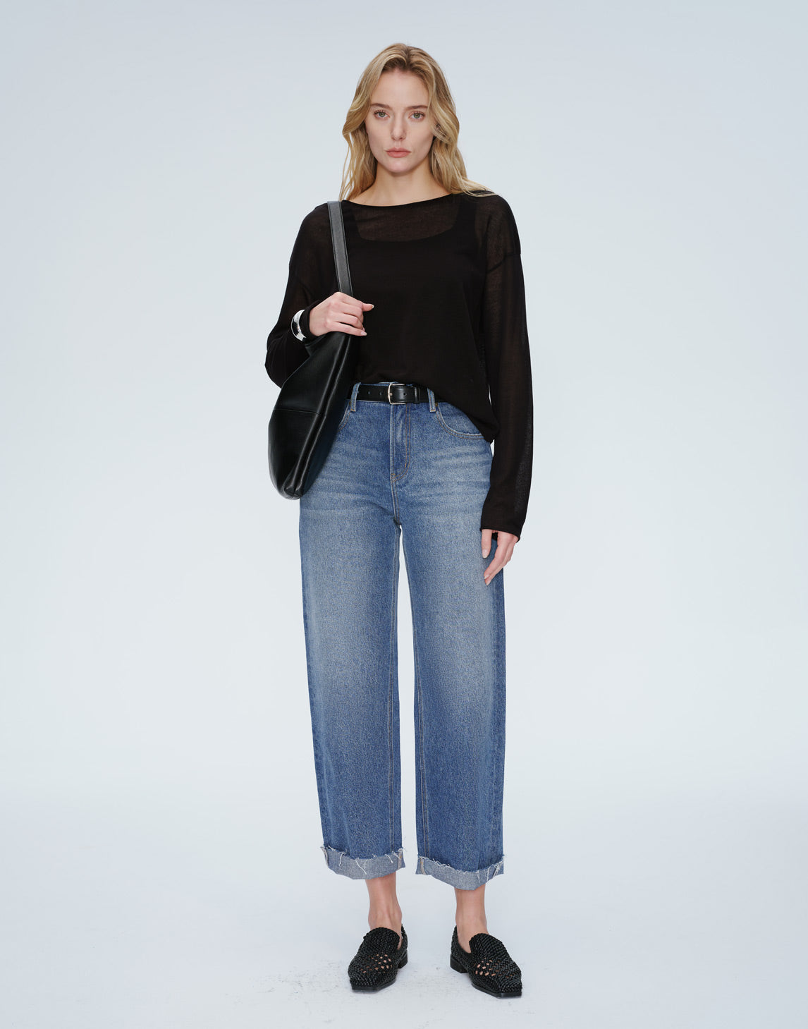 Snowfade Jeans mit rohem Saum und geradem Schnitt