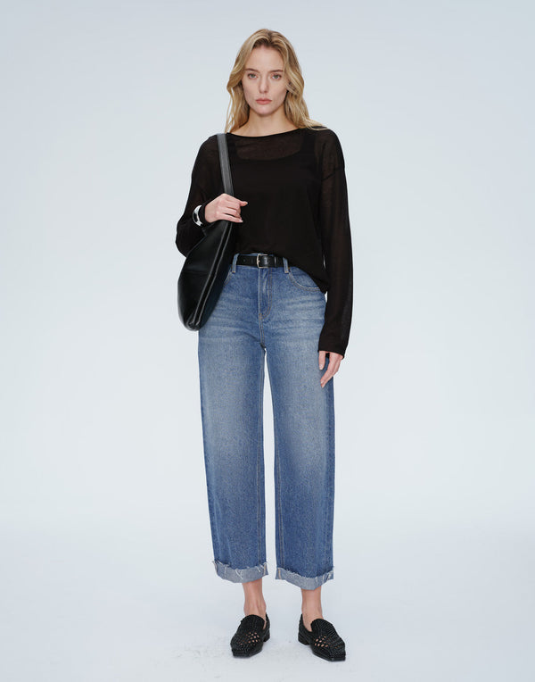 Jeans droits à ourlet brut Snowfade