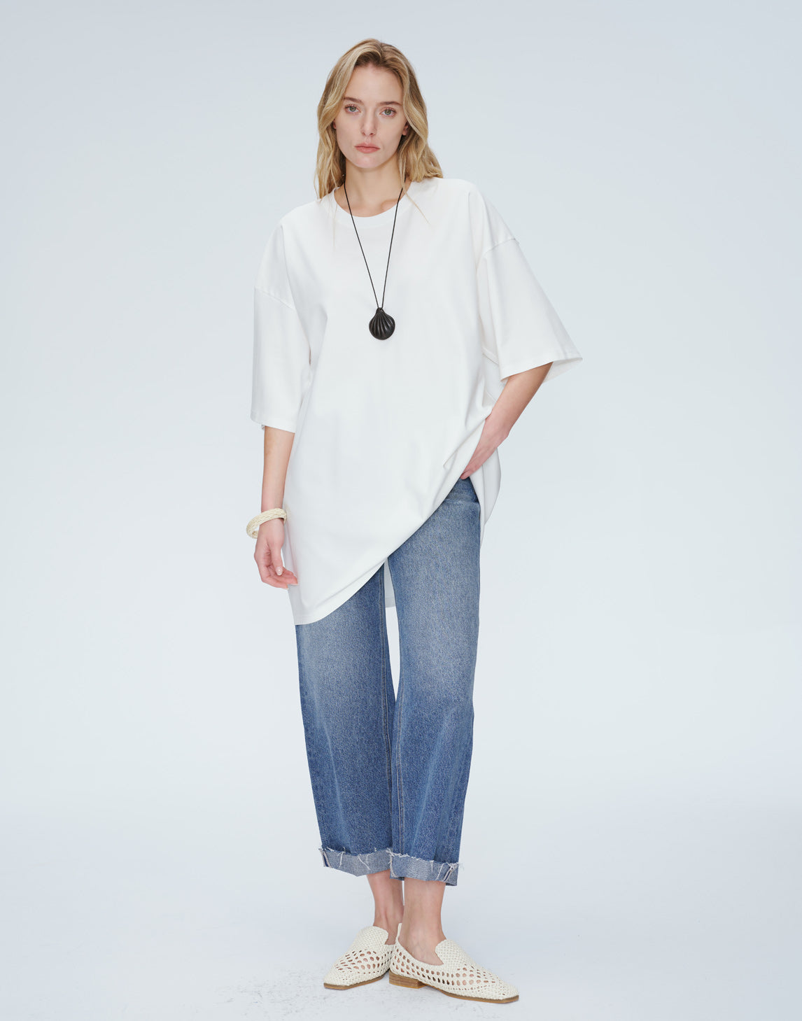 Snowfade Jeans mit rohem Saum und geradem Schnitt