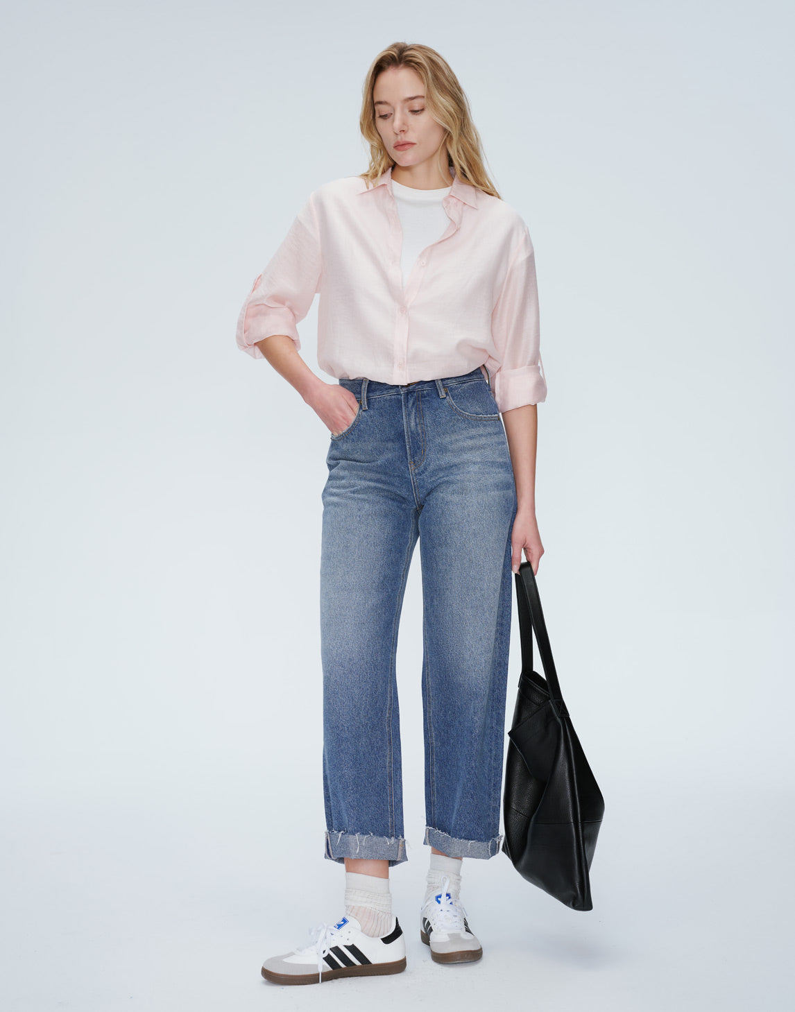Snowfade Jeans mit rohem Saum und geradem Schnitt