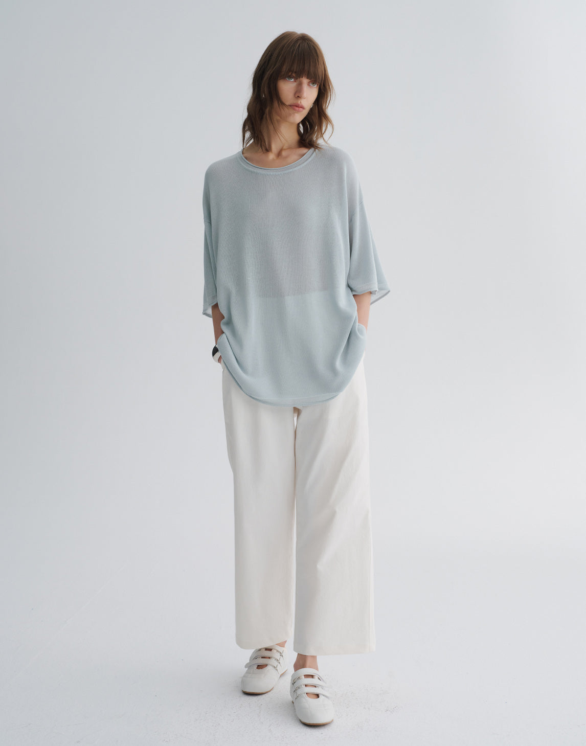 Pantalon droit slim raccourci