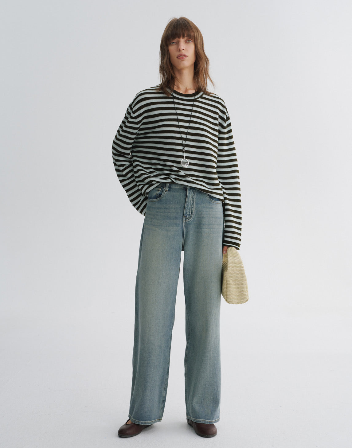 Vintage-Jeans mit weitem Bein und Used-Look