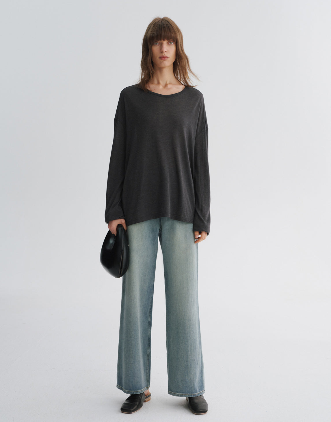 Vintage-Jeans mit weitem Bein und Used-Look