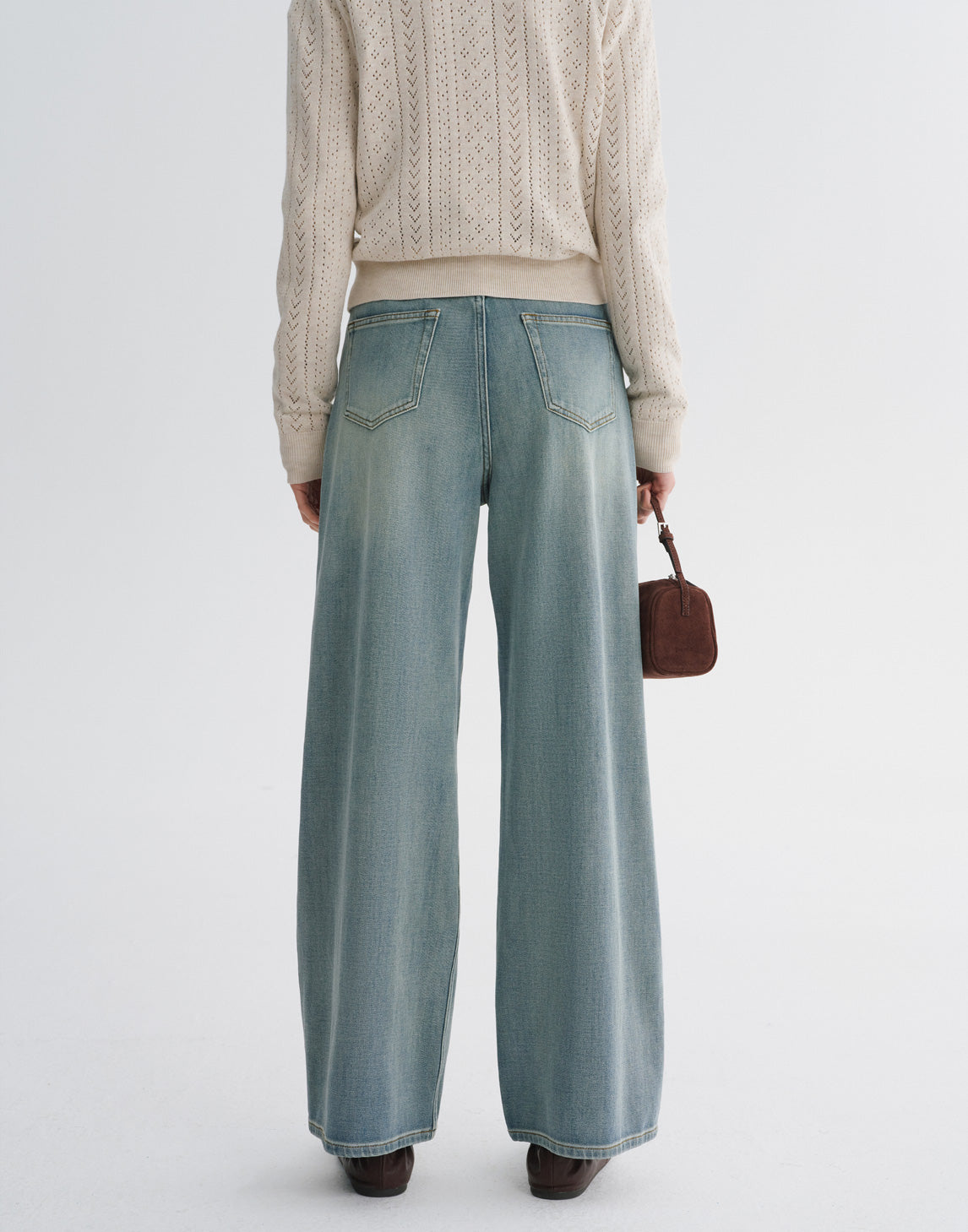 Vintage-Jeans mit weitem Bein und Used-Look