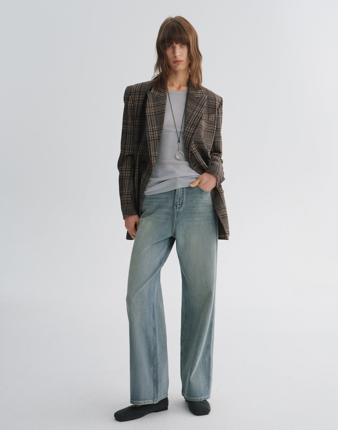 Vintage-Jeans mit weitem Bein und Used-Look