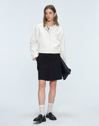 Short Composite - Knit Stand - collar Jacket