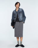 Wool Elastic Waist Half Skirt