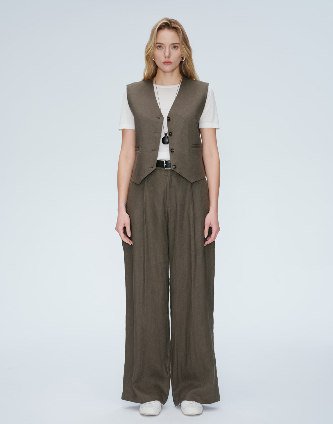 V-Neck Linen Waistcoat