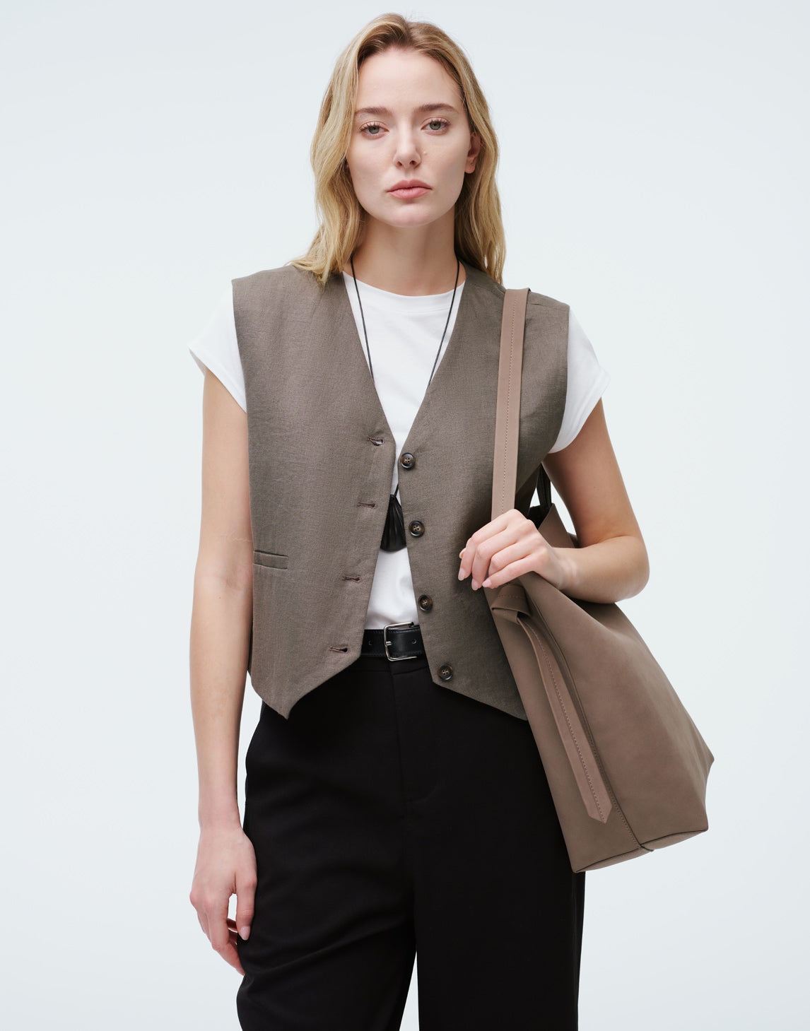 V-Neck Linen Waistcoat