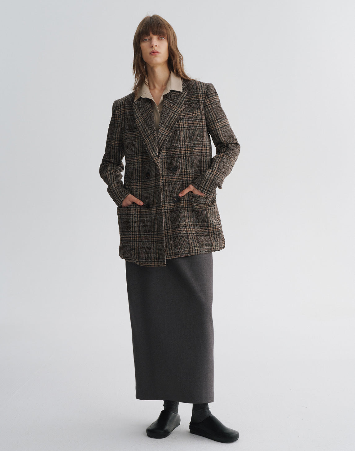 Oversized Checked Wool Blazer