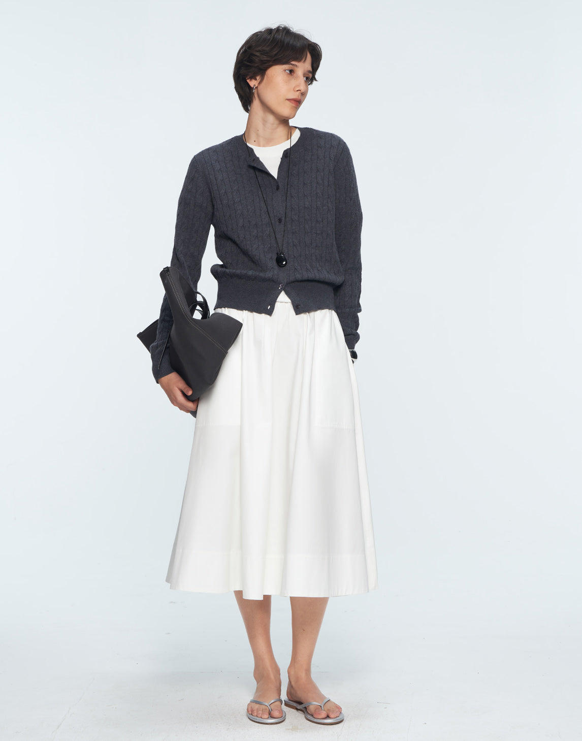 Modal-Cotton Blend High-Waisted Umbrella Skirt