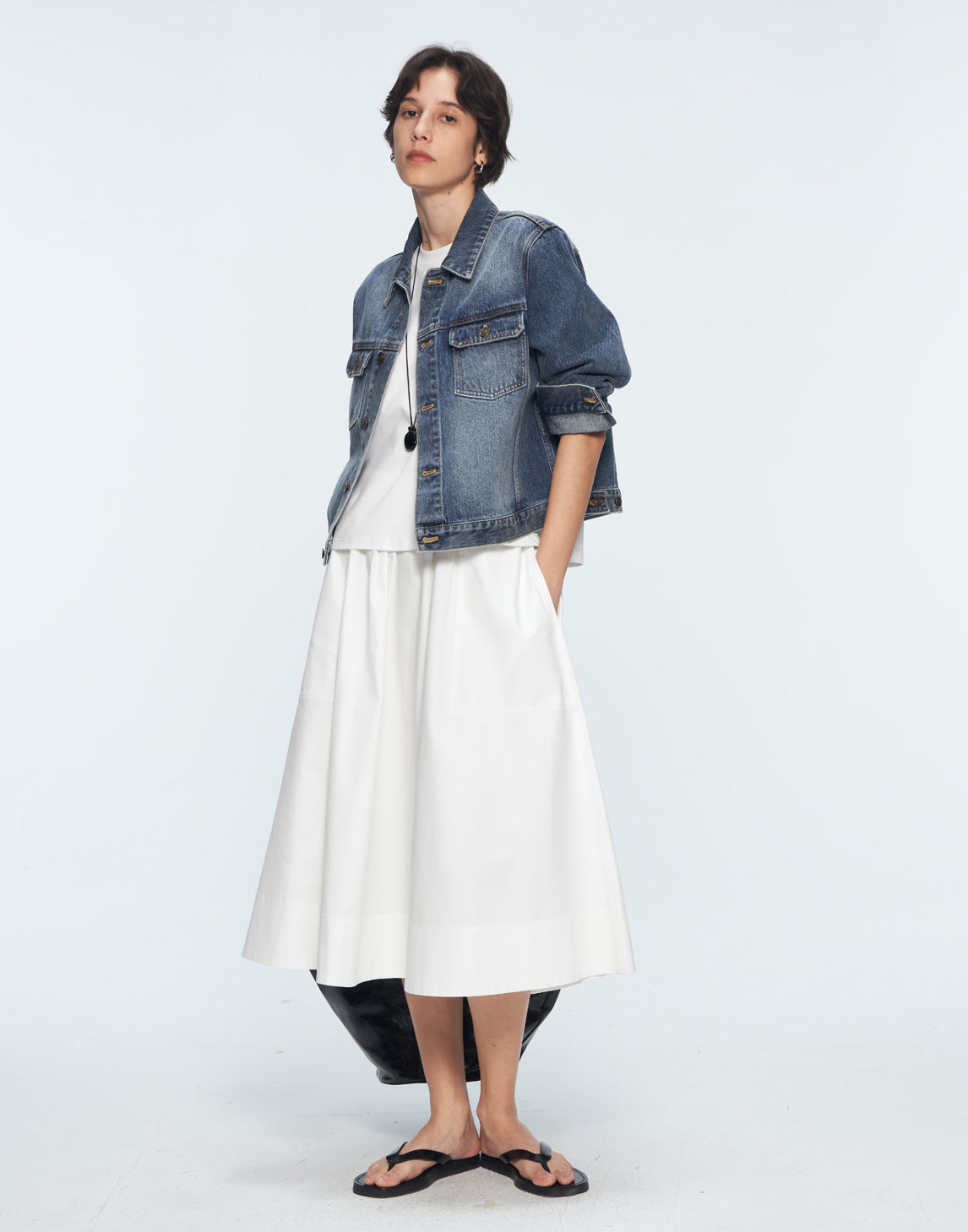 Modal-Cotton Blend High-Waisted Umbrella Skirt