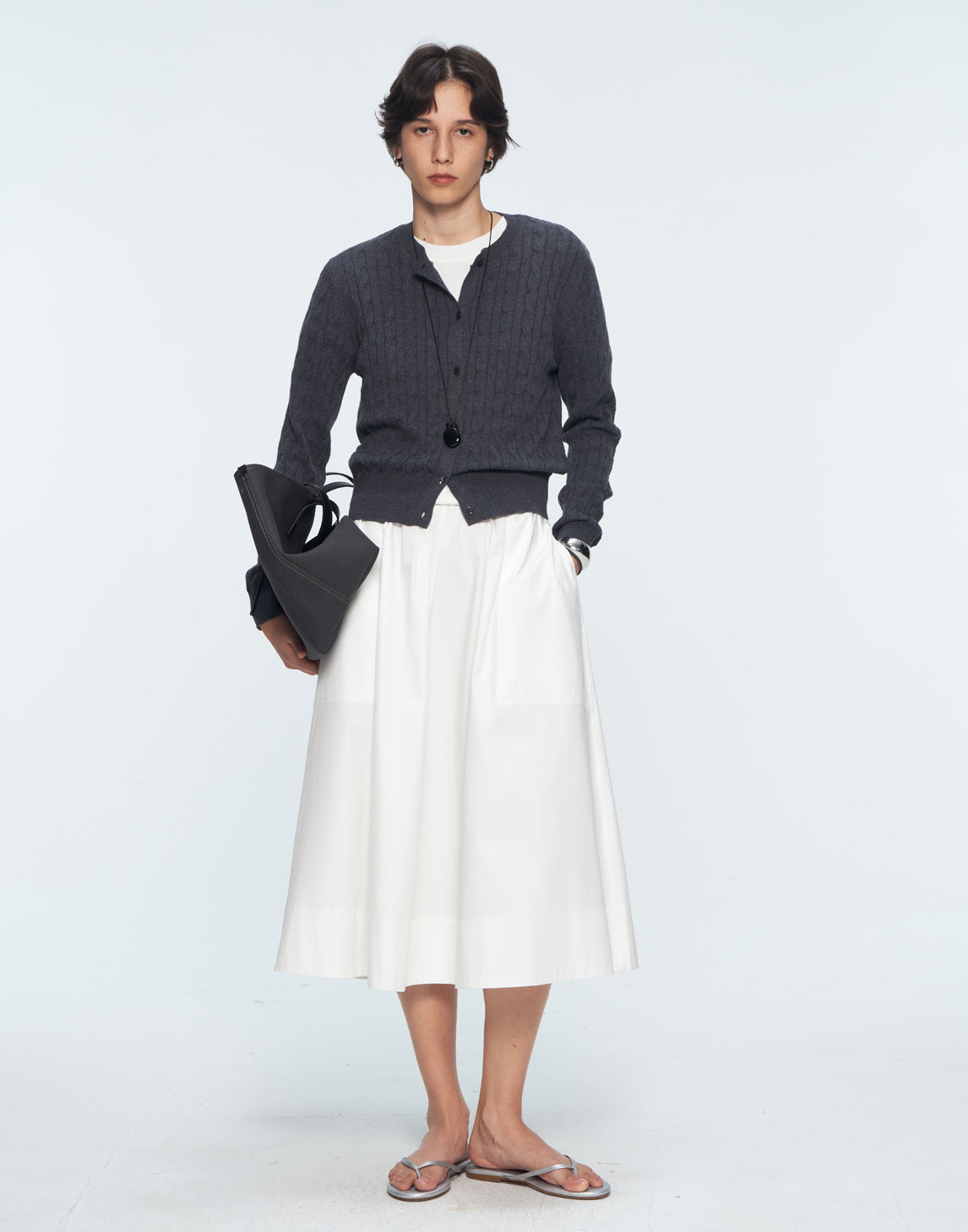 Modal-Cotton Blend High-Waisted Umbrella Skirt