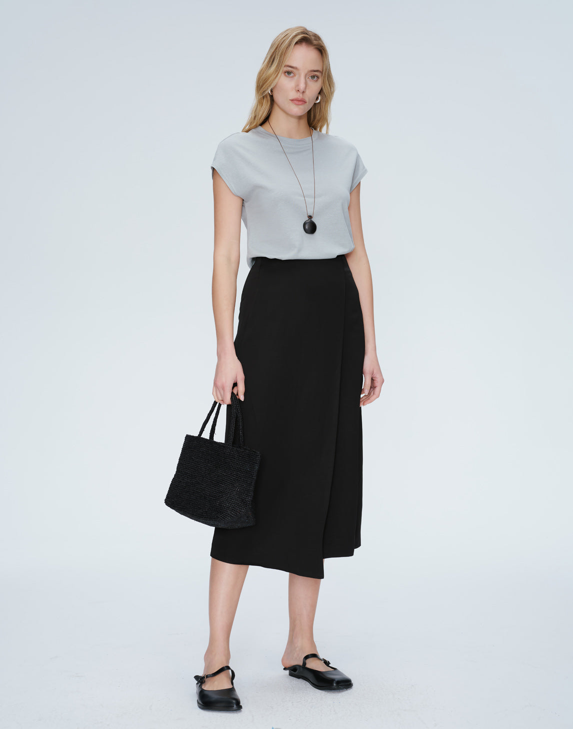 Linen Wrap A-Line Skirt