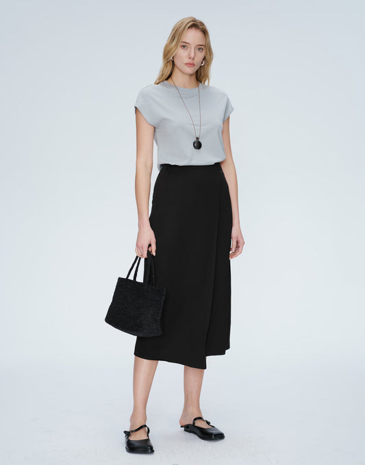 Linen Wrap A-Line Skirt