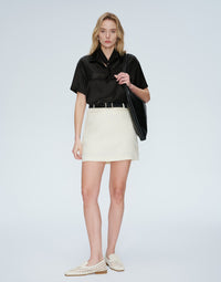 Linen-Cotton A-Line Mini Skirt