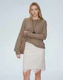 Embossed Lace A-Line Midi Skirt